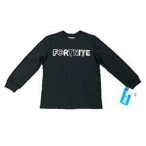 Fortnite Boys 10/12 Black Logo Long Sleeve Graphic Print Shirt - NWT
